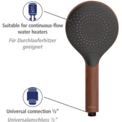 Wenko Duschkopf Watersaving Wood Ø 12 Cm -Wenko 903410 1068 05