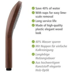 Wenko Duschkopf Watersaving Wood Ø 12 Cm -Wenko 903410 1068 06