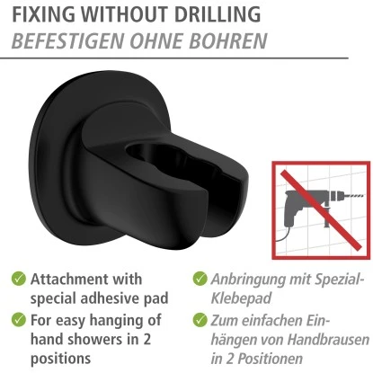 Wenko Duschkopfhalter Libertà Schwarz Befestigen Ohne Bohren 4 Wenko Duschkopfhalter Libertà Schwarz Befestigen Ohne Bohren – Bild 2