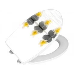 Wenko Premium WC-Sitz „Stones With Flower“, Antibakteriell, Mit Absenkautomatik