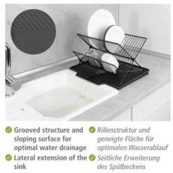 WENKO Abtropfmatte »Nelia«, Mit Abtropfgestell Schwarz, Geneigte Fläche Für Optimalen Wasserablauf -Wenko a7ebb7210373630f878a3ee40ba54718