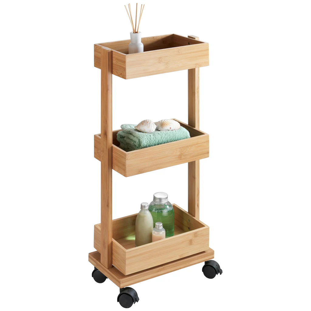 WENKO Rollwagen »Regal Tortona«, Badezimmer-Schrank Mit 3 Ablagen 4 WENKO Rollwagen »Regal Tortona«, Badezimmer-Schrank Mit 3 Ablagen – Bild 2